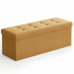 SONGMICS Sitzhocker mit Stauraum, klappbare Sitzbank, 38 x 110 x 38 cm Fußbank, Aufbewahrungsbox, bis 300 kg belastbar, für Wohnzimmer Schlafzimmer Flur, ingwergelb LSF077K04 38T x 110B x 38H cm Ingwergelb Angebot bei HelloDeals