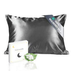 townssilk Seidenkissenbezug 70x90cm – 100% Maulbeerseide, 19mm, beidseitig Seide, Oeko-TEX Zertifiziert, Güteklasse 6A, mit Reißverschluss, 1 Stück,Darkgrey 70x90cm Anthrazit Angebot bei HelloDeals