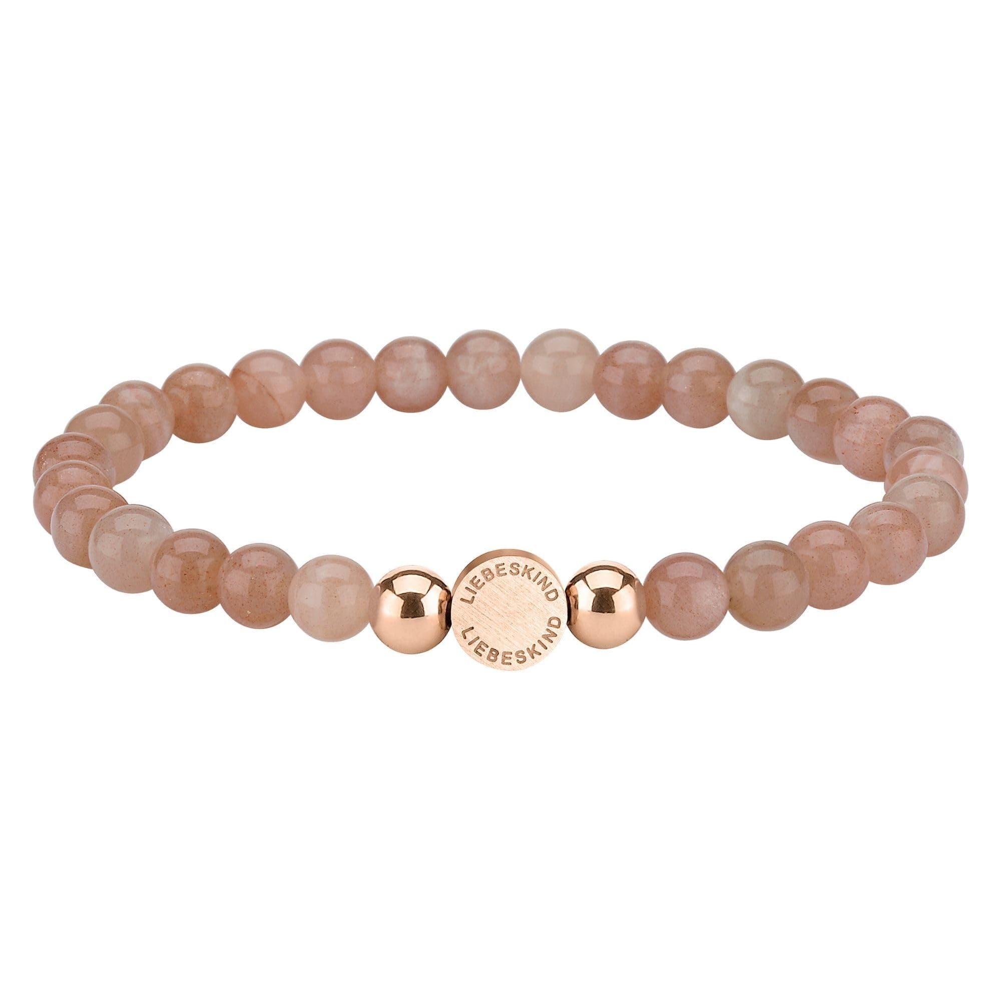 LIEBESKIND BERLIN Damen Beads Armband – Armschmuck aus Edelstahl und Halbedelsteinen - Schmuckstück und Talisman zugleich – elastisch, handgefertigt, modisch, vielseitig kombinierbar Roségold / Pink Opal Angebot bei HelloDeals