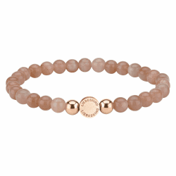 LIEBESKIND BERLIN Damen Beads Armband – Armschmuck aus Edelstahl und Halbedelsteinen - Schmuckstück und Talisman zugleich – elastisch, handgefertigt, modisch, vielseitig kombinierbar Roségold / Pink Opal Angebot bei HelloDeals