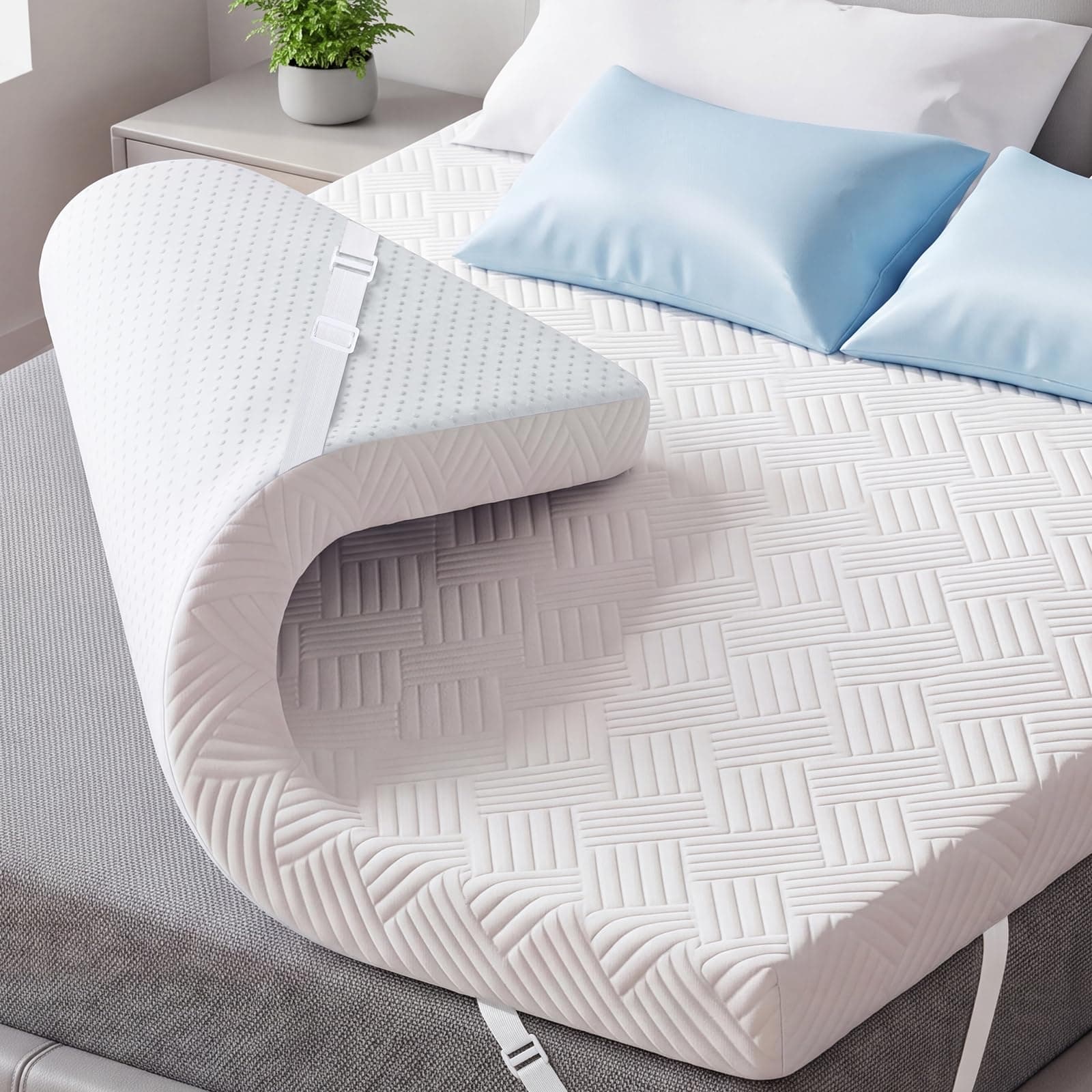 Gel Matratzen Topper 180x200cm, H2/H3 6cm Matratzentopper, Weicher Gelschaum Memory Mattress Topper Matratzenauflage für Schlafsofa Bett, Boxspringbett, Gästebett, Atmungsaktiv, Öko-TEX Zertifiziert 180 x 200 cm Angebot bei HelloDeals