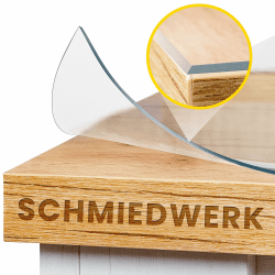 SCHMIEDWERK Tischschutz transparent nach Maß in 2mm mit Wohlfühlkante - glasklare Folie - Schutzfolie für Möbel - Tischfolie Made in Germany - Tischschutzmatte (95x220cm) 220.0 Zentimeter 95.0 Zentimeter Angebot bei HelloDeals