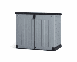 Keter Store-it-out Pro Mülltonnenbox, 145.5x82x123cm, Robuste Abfallbehälter-Lösung, 1200L, Wetterfest, Grau/Schwarz, UV-beständiges Polypropylen, Abschließbar Angebot bei HelloDeals