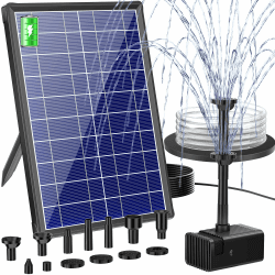 Biling 8W Solar Springbrunnen außen mit 4000mAh Akku, Leise 300 l/h Teichpumpe Solarpumpe mit 8 Düsen Bachlaufschlauch für Gartenteiche Belüftung bis 500L, Solarbrunnen DIY Mini Wasserspiel Fontänen Angebot bei HelloDeals