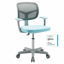 COSTWAY 360° Drehbarer Kinderschreibtischstuhl, 80-91,5 cm Höhenverstellbarer Jungendstuhl mit Rückenlehne & Armlehnen, Computerstuhl mit 5 Rollen für Kinder von 3-10 Jahre alt, Blau Angebot bei HelloDeals