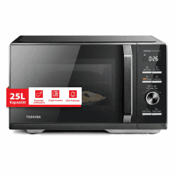 Toshiba MW3-AG25PFI(BK) Mikrowelle mit Grillfunktion – 25L 3-in-1 Kombigerät | 900W Origin-Inverter | 1100W Grill | Einbaugerät | Digital | 57 dB leise | Master-Auftauprogramm | Schwarz Schwarz 25L Grill Inverter Angebot bei HelloDeals