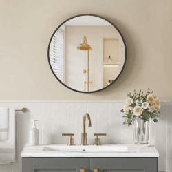 SONGMICS 61 cm d Spiegel rund, runder Spiegel, Wandspiegel, Metallrahmen, einfache Montage, modern, für Bad, Wohnzimmer, Schlafzimmer, Flur, Eingangsbereich, tintenschwarz LWM102BD03 Tintenschwarz 61 cm d Angebot bei HelloDeals