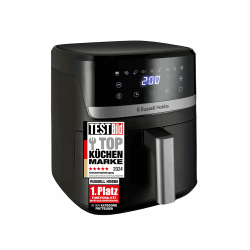 Russell Hobbs Heißluftfritteuse XL 5,5 l Rapid AirFryer (kompaktes Gehäuse, sehr leise) SatisFry (9 Programme, spülmaschinenfest, Fritteuse ohne Öl, TouchScreen, Grillen, Backen) 27621-56 5,5l - XL Schwarz Angebot bei HelloDeals