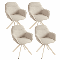Esszimmerstühle Drehbar 4er Set mit Armlehne, 360° Drehbar, Polsterstuhl aus Leinen, Drehstuhl, Küchenstuhl mit Metallbeine in Beige für Wohnzimmer, Esszimmer, Beige 4er Beige-beigebeine Angebot bei HelloDeals