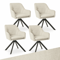 Drehstuhl Esszimmer Beige mit Armlehne, 4er Set drehbarer esszimmerstuhl, Küchenstuhl,Polsterstuhl, aus Polyester, mit Metallbeine für Esszimmer Küche Büro Beige 4er Angebot bei HelloDeals