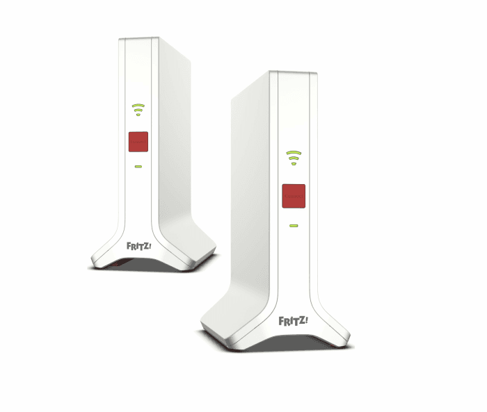 Fritz!Mesh Set 4200 2er-Set (2X Fritz!Repeater, ideal für Internetrouter oder Glasfasermodem (ONT), WLAN-Abdeckung für 3-5 Räume, Triband Wi-Fi 6 mit bis zu 4.200 MBit/s, deutschsprachige Version) Angebot bei HelloDeals