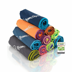 NirvanaShape Mikrofaser Handtuch - Reisehandtuch, Badetuch für Urlauber - kompakte, schnelltrocknende Microfaser Handtücher als Strandtuch, Sporthandtuch - für Reisen, Camping, Sport - 50 x 30 cm 50 x 30 cm Blau / Hellblauer Rand Angebot bei HelloDeals