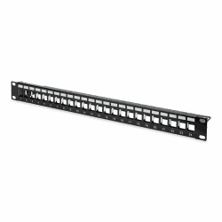 DIGITUS Patchpanel – Modular – 19 Zoll 1HE – 24 Ports – Geschirmt Schwarz 1U - 24 Ports Angebot bei HelloDeals