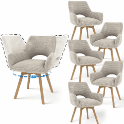 JIJIAN 6er Set Esszimmerstuhl Drehbar mit Armlehne und Holzbeinen, 360° Drehbar, Moderner Polsterstuhl mit Stoffrückenlehne für Küche, Wohnzimmer, Schlafzimmer, Taupe 360° Drehbar–taupe–mit Holzbeinen 6er Drehbar Stühle Angebot bei HelloDeals