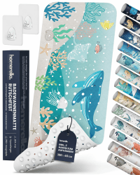 Homerella® Badewannenmatte rutschfest 100% BPA frei inkl. 2 Haken zum Aufhängen 100x40cm - Antirutschmatte Badewanne hautsensitiv & schimmelresistent - Caribbean sea Angebot bei HelloDeals