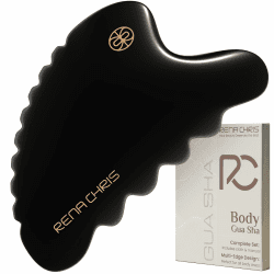 Rena Chris großer Bian-Stein Gua Sha, Guasha Stein für eine definierte Kieferlinie, gegen Gesichtsschwellungen, Hautpflege-Geschenk – Mattschwarz Angebot bei HelloDeals