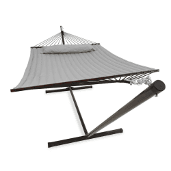 Vita5 Hängematte mit Gestell, Outdoor, Garten, Pool, Balkon, und Terrasse, Indoor Hängematten 2 Personen Hängesessel, Doppelhängematte Ständer, 200kg Belastbarkeit, Einfache Montage Hellgrau Angebot bei HelloDeals
