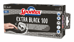 Spontex Extra Black Einmalhandschuhe aus Vinyl, ungepudert und latexfrei, vielseitig einsetzbar, in praktischer Spenderbox, Größe S, 100er Pack, schwarz Extra Black S Angebot bei HelloDeals