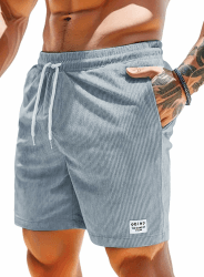 Decorie Kurze Hose Herren Sommer Shorts Herren Baumwolle Corduroy Cargo Shorts Stretch Elastischem Bund Mit Taschen Hellgrau L Angebot bei HelloDeals