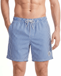 maamgic Badehose Herren Badeshorts Männer 18cm Innenlänge Badehosen Für Herren Schnelltrocknend Boardshorts Surfen Strandhose Mit Mesh-Futter Blau Gestreift Klassisch L Angebot bei HelloDeals