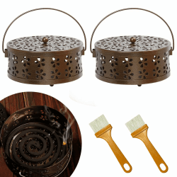 HIQE-FL Mückenspirale Halter,Anti Mückenspirale Box,Räucherspiralen Halter,Beweglicher Moskito Spulenhalter,Klassischer Metall Räucherstäbchenhalter,Moskito Spulenhalter (Braun) Angebot bei HelloDeals
