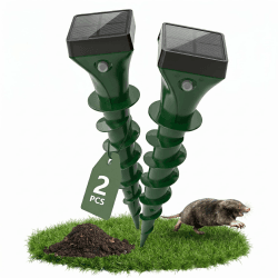 Maulwurf Vertreiber 2er Set, Maulwurfschreck Abwehr gegen Wühlmäuse, Schlangen & Nagetiere, IP65 Wasserdicht, Tiervertreiber für Garten, Rasen & Hof – Unschädlich für Haustiere Grün Angebot bei HelloDeals