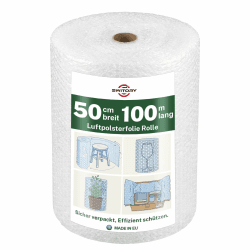 Luftpolsterfolie Rolle 50cm x 100m – Bubble Wrap Noppenfolie verpackungsmaterial, polsterfolie für Umzug und Versand, geruchlos verpackungsfolie zum Verpacken von Möbeln, Glas & Paketen Angebot bei HelloDeals
