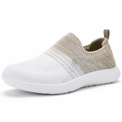 konhill Damen Slipper Atmungsaktiv Leicht - rutschfeste Loafer mit Farbverlauf, Bequeme Slip-On Schuhe für Breite Füße, ideal für Alltag und Reisen 41 EU Weiß Khaki Angebot bei HelloDeals