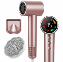 Hochgeschwindigkeits Föhn, 160.000 U/min Ionen Haartrockner, LED Display, 500 Million Negativ Ionen Fön, 56dB Geräuscharme NTC Temperaturregelung, Schnelles Trocknen mit Diffusor und Konzentratordüse Rosa Hochgeschwindigkeits-Haartrockner-Set Angebot bei HelloDeals