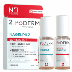 PODERM 2 in 1 Fuß-Nägelpilz-Behandlung Duo-Pack – Serum & Booster | Starke und Schnelle Antimykotische Pflege für Gelbe, Brüchige und Geschädigte Nägel | Entwickelt von einem Podologen in der Schweiz Angebot bei HelloDeals