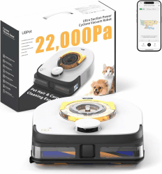 UBPET 22000 Pa Zyklon Staubsauger Roboter, Saugkraft Saugroboter für Tierhaare auf Teppichen und Böden, Automatischer Roboterstaubsauger mit LiDAR-Navigation, App Steuerung Weiß Angebot bei HelloDeals