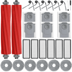 28 Stück Roborock Zubehör Kompatibel mit QV 35A / Qrevo S Pro/QV 35S / QR 598 / QR 798, Ersatzteile Set mit 2 Hauptbürste, 6 Staubbeutel, 6 Wischpads, 6 Filter, 6 Seitenbürsten, Waschbar & Langlebig QV 35A Zubehör Angebot bei HelloDeals