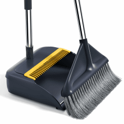 MOPUP Besen- und Kehrschaufel-Set mit langem Stiel, aufrechte Ausführung, geeignet für die Bodenreinigung, für Innen- und Außenbereich, 125 cm Langer Stiel, grau. Angebot bei HelloDeals