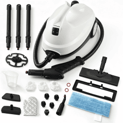 Dampfreiniger, tragbarer Dampfreiniger für den Haushalt, 120 °C Hochtemperaturdampf mit 20 Zubehörteilen, ideal für Böden, Sofas, Fenster, Möbel und Küche Weiß Angebot bei HelloDeals