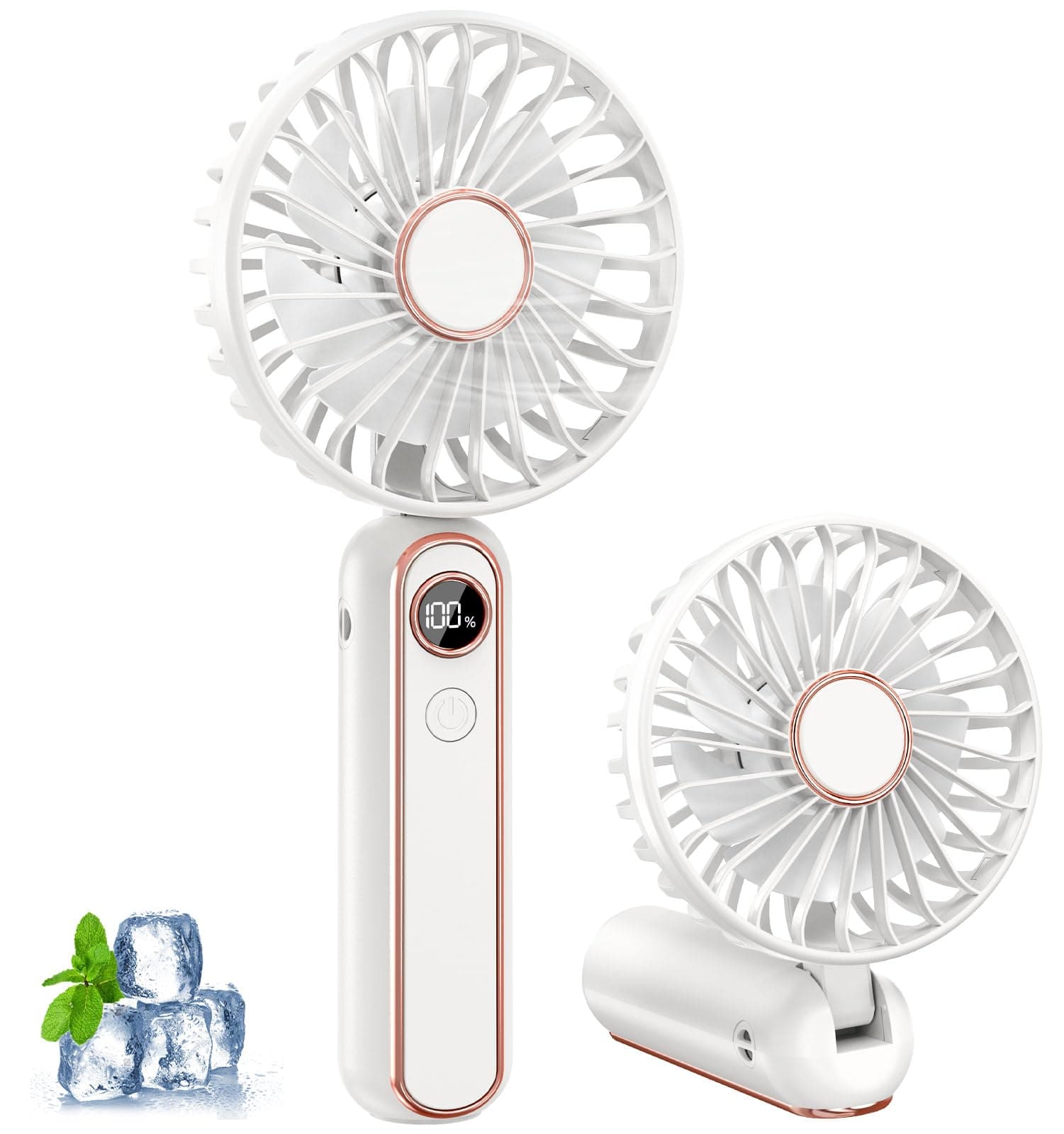 Handventilator, Tragbarer Mini Ventilator, Wiederaufladbar USB Ventilator, Kleiner Ventilator mit 6 Geschwindigkeitsstufen, Faltbarer Hand Ventilatoren mit Lanyard und Base,Weiß (für Büro & Outdoor) Angebot bei HelloDeals