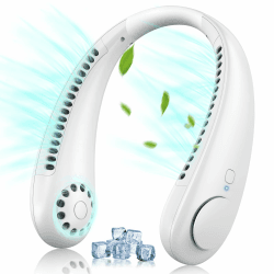 Timiyou Nackenventilator, Leise Halsventilatoren mit 360° Luftstrom, Hands Free Bladeless Fan, Tragbarer USB Hals-Ventilator, Neck Fan für Reisen, Outdoor Sport, Zuhause, Büro, Geschenk Warmweiß Angebot bei HelloDeals