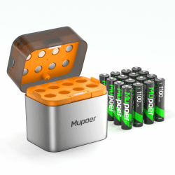 AAA Akkus Wiederaufladbar mit Ladegerät 16er-Pack,Akku-Ladegerät AA/AAA für Lithium/NiMH,Aufladbare Batterien AAA NiMH 1.2V 1100mAh,Akku AAA für Gigaset Telefon,Spielzeug,Walkie Talkie,Kamera Ladegerät+16AAA Angebot bei HelloDeals