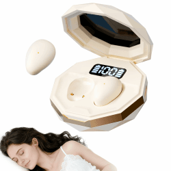 Schlafkopfhörer Bluetooth 6.0 – Mini Kabellose Kopfhörer zum Schlafen, Komfortabel & Leicht, Lang anhaltender Akku, Für Training, Arbeit & Reisen, Mit Leistungsanzeige（Weiß） Beige Angebot bei HelloDeals