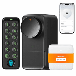 SwitchBot WLAN Smart Lock Pro mit Touchscreen-Tastatur, Türriegelschlösser, Smartes Türschloss, Elektronisches Türschloss, Türöffner per App, Fingerprint, Code, Alexa, Google, unterstützt Matter Lock Pro Set in Schwarz Angebot bei HelloDeals