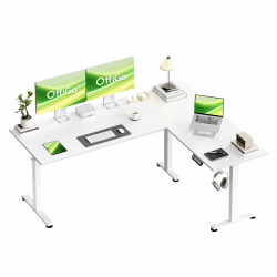 OffiGo Höhenverstellbarer Schreibtisch, 160 x 120 cm L-förmig Schreibtisch Höhenverstellbar Elektrisch, Eckschreibtisch Ergonomischer Steh-Sitz Tisch Computertisch, Weiß 160 x 120 cm Weiß Angebot bei HelloDeals