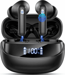2026 Kopfhörer Kabellos Bluetooth 5.4, Bluetooth Kopfhörer, 4 ENC Noise Cancelling Mics, 50 Std Spielzeit, HiFi Stereo, IP7 Wasserdicht, Ohrhörer mit LED Anzeige, In Ear Kopfhörer Kabellose Kopfhörer Mattschwarz Angebot bei HelloDeals