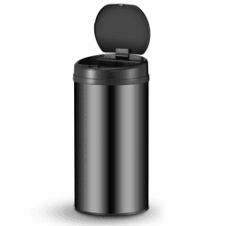 Juskys Mülleimer Küche mit Bewegungssensor Schwarz 40L - Runder Abfalleimer mit Klemmring für Müllbeutel - Rostfreier Stahl - Kontaktloses Entsorgen Schwarz 40 Liter Angebot bei HelloDeals