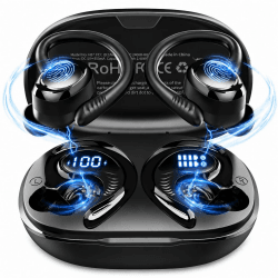 Bluetooth 5.4 Kopfhörer Sport, 2026 Neu 6D Stereo In Ear Kopfhörer Kabellos Bluetoothmit 4 ENC Mic, 50H Noise Cancelling Ear buds, Over-Ear Sportkopfhörer mit Ohrhaken, IP7 Wasserdicht Ohrhörer A-schwarz Angebot bei HelloDeals