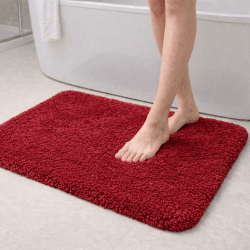 Mikrofaser-Badematte 80 x 50 cm, Leuchtendes Rot, saugfähige Badematte mit weichem Plüschflor und TPR-Rückseite, maschinenwaschbare Badematte für Dusche, Badewanne, Toilette und Gästebad Leuchtendes Rot 80 x 50 cm Angebot bei HelloDeals