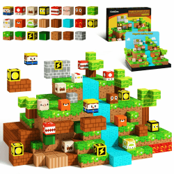 GobiDex Magnetische Bausteine, Bauen magnetische Blöcke Welt, Holzfäller Abenteuer Spiel für Jungen und Mädchen, Magnetspielzeug für Kinder Geschenke, Spielzeug ab 3-6, 4-8, 5-10, 2025 Neu 48PCS Angebot bei HelloDeals