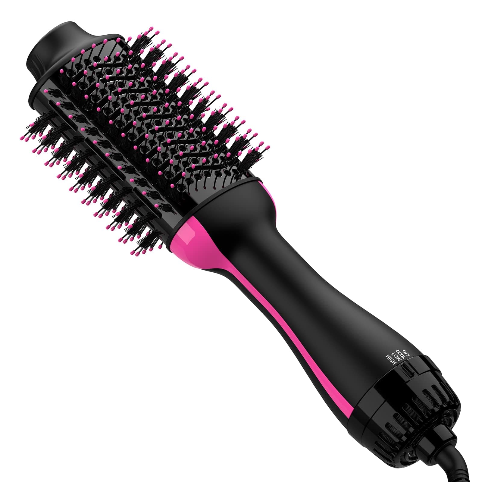 Sawop Warmluftbürste Rundbürstenföhn, Föhnbürste, Hairstyler Haartrockner Bürste in Einem, Verbessertes 4-in-1 Haartrockner und Styler Volumizer, Heißluftbürste, Haarglätter Bürste Schwarz/Rosa Pink Angebot bei HelloDeals