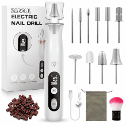 Maniküre/Pedikure Set elektrisch, Nagelfelile, Nagelfräser und Hornhautentfemer mit 10 Aufsatze zur Nagelpflege, mit 10 Geschwindigkeiten, LED Licht, Aufbewahrungstasche Silber Angebot bei HelloDeals