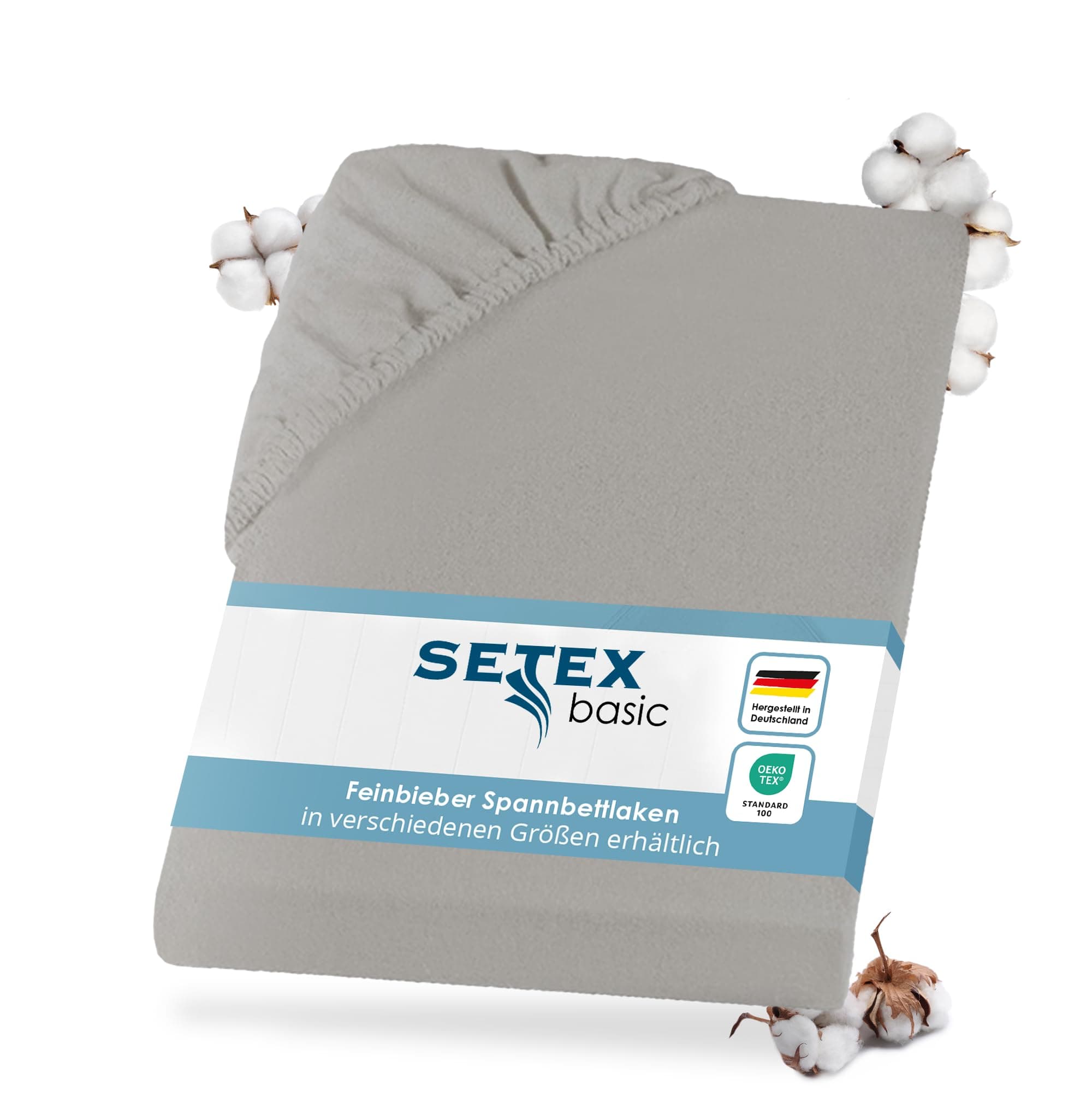 Setex - Feinbiber Bettlaken mit Gummizug kuschelig weich - Biber Spannbettlaken aus 100% Baumwolle mit rundum Spanngummi - Bettwäsche ganzjährig - Betttuch 90x200 cm Silber Silber 90 x 200 cm Angebot bei HelloDeals
