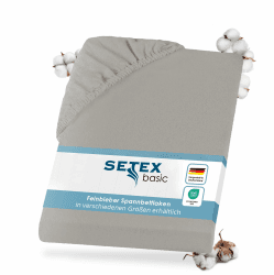 Setex - Feinbiber Bettlaken mit Gummizug kuschelig weich - Biber Spannbettlaken aus 100% Baumwolle mit rundum Spanngummi - Bettwäsche ganzjährig - Betttuch 90x200 cm Silber Silber 90 x 200 cm Angebot bei HelloDeals