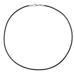 Auroris Echtleder Kette schwarz Dicke 2mm mit Karabinerverschluss ohne Verbindungsring aus Edelstahl 45.0 Zentimeter Angebot bei HelloDeals